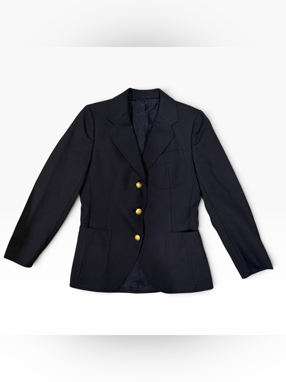 VTG Stanley Blacker for Bullock's Navy Blue Gold Button Blazer Jacket Small